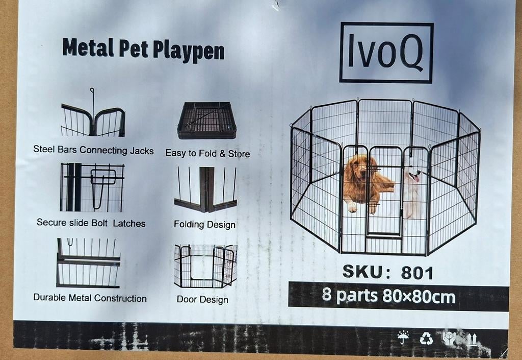 4 panelen 80x80 puppyren, konijnenren nieuw, Dieren en Toebehoren, Ophalen, Nieuw