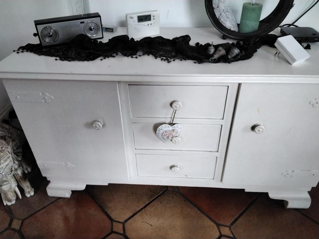 Oud wit kamerkastje met lades en deuren, Antiek en Kunst, Antiek | Meubels | Kasten, Ophalen