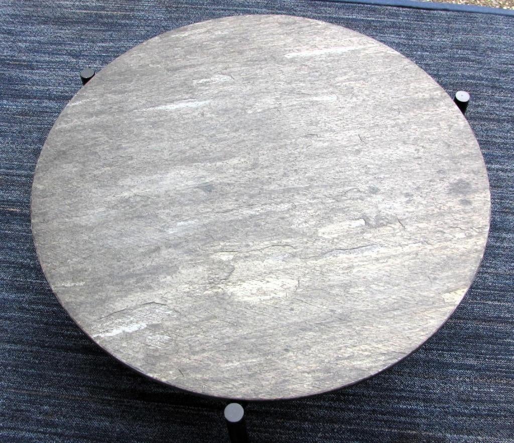 Salon tafel met Leistenen blad, Ophalen, Overige materialen, Gebruikt, 50 tot 100 cm