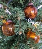 Drie antieke kerstballen - ø6,5 cm - glas - koper, Ophalen of Verzenden