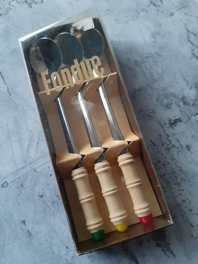 Vintage Fondue/Gourmet sauslepeltjes. (3 stuks), Ophalen of Verzenden, Zo goed als nieuw, Rvs of Chroom, Los bestek