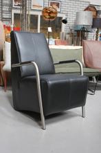 Fauteuil Callas Jess Design echt leer metaal zwart vintage