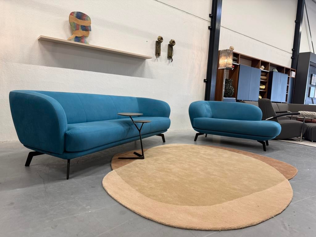 Nieuw Leolux Flint Bank 3,5 zits & Chaise Lounge Blauw Stof, Leolux, 75 tot 100 cm, Ophalen of Verzenden, Rechte bank