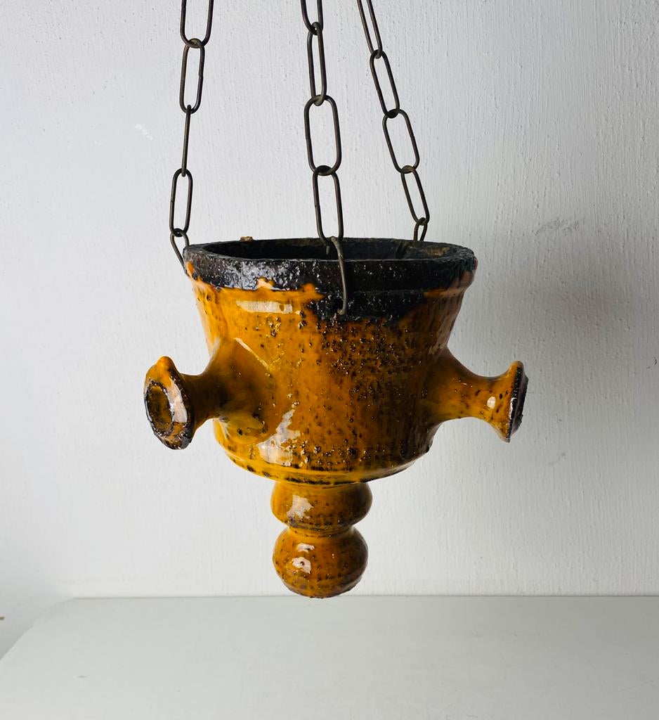 Jaren 60 keramiek planten-hanger / bloempot