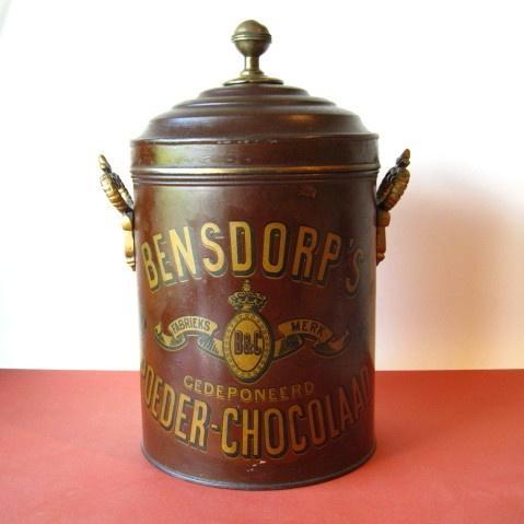 Bensdorp ton chocolade blik transfer Holland 1890, Verzamelen, Blikken, Gebruikt, Overige, Ophalen of Verzenden