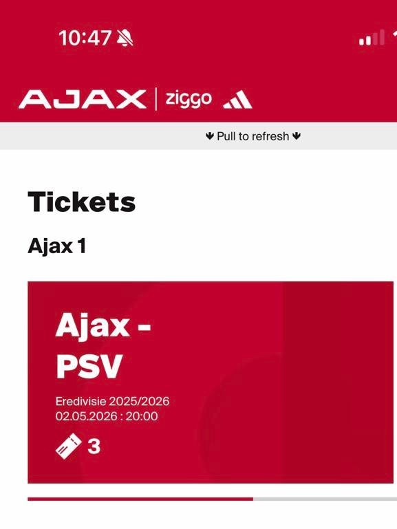 3 kaarten - Ajax PSV - vak 404 - Naast elkaar, Tickets en Kaartjes, Twee personen, Februari