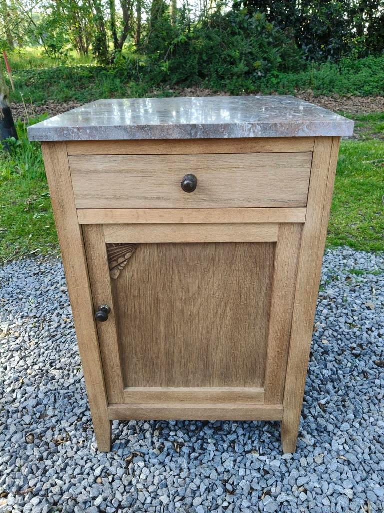 Antiek nachtkastje met marmeren blad., Ophalen, Gebruikt, Minder dan 45 cm, 70 cm of meer