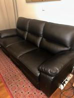 Zwart leren bank, Ophalen of Verzenden, Gebruikt, 75 tot 100 cm, Tweepersoons