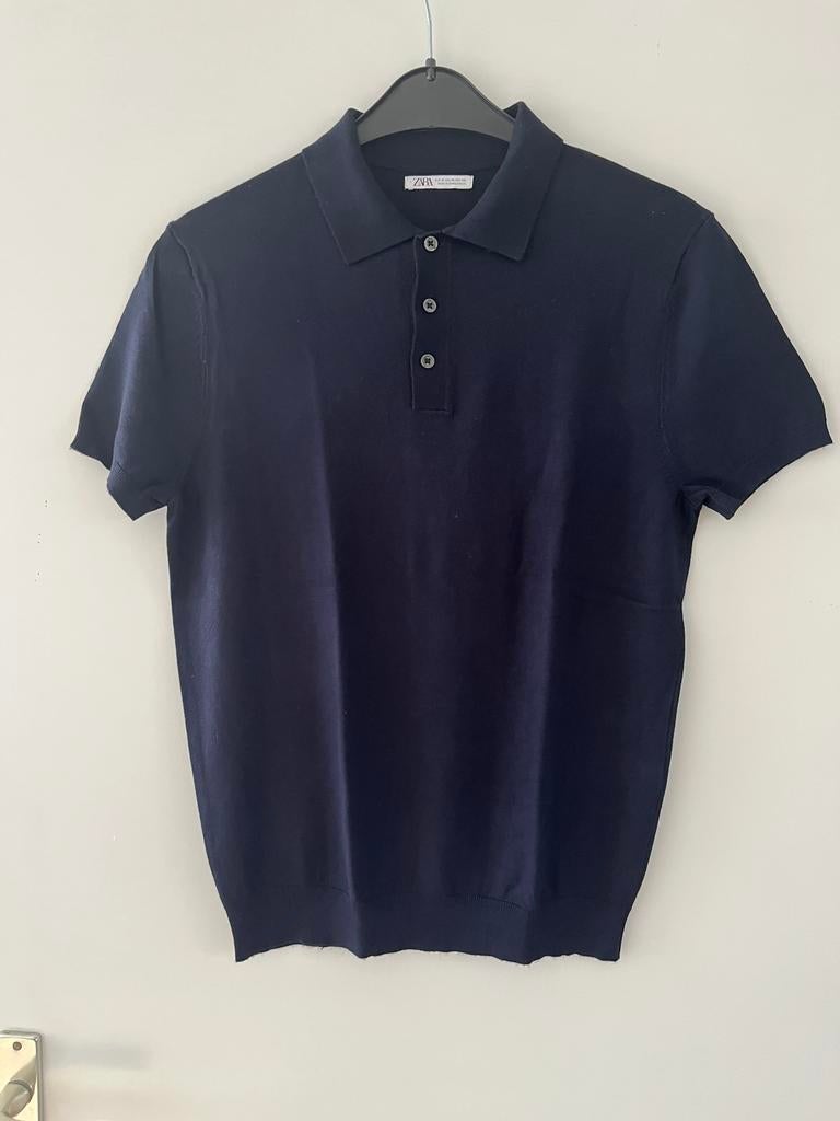Heren Polo merk Zara maat M kleur d.blauw, Kleding | Heren, Ophalen of Verzenden, Zo goed als nieuw, Blauw