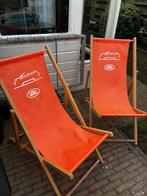 2x Land Rover Strandstoelen - Oranje Houten Klapstoelen, Tuin en Terras, Tuinstoelen, Ophalen, Gebruikt, Hout, Inklapbaar