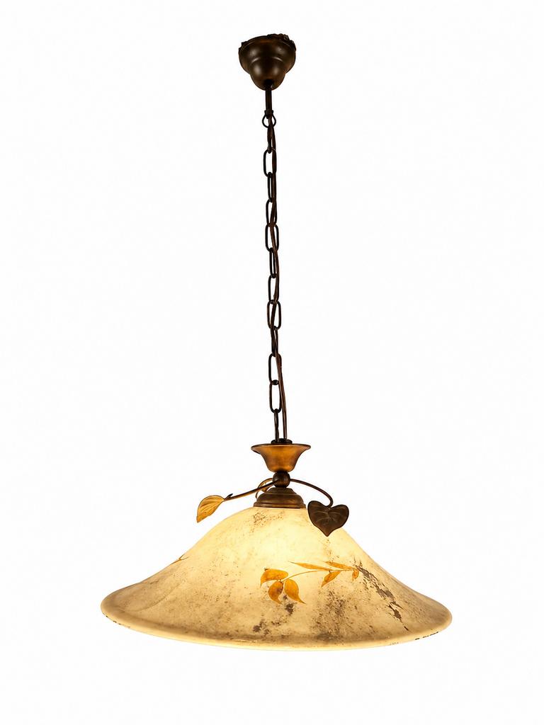 Elegante eetkamerlamp met glazen kap en metalen details, Huis en Inrichting, Ophalen, Gebruikt, Glas, 75 cm of meer
