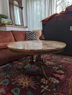 Salontafel marmer vintage - bohemian interieur - jaren 20, Gebruikt, Overige materialen, Rond, Ophalen of Verzenden