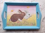 Lief vintage konijnen dienblaadje dienblad lente, Verzenden