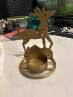 Gouden hert kandelaar - Unieke decoratie, Gebruikt, Ophalen of Verzenden, Metaal, Kandelaar