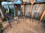 4 Royal Garden strekmetaal tuinstoelen met houten armleuning, Ophalen, Gebruikt, Metaal, Stapelbaar