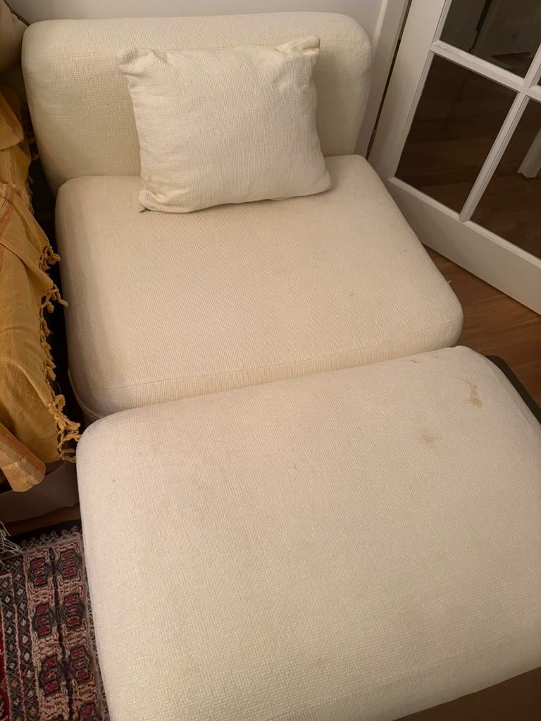 Fauteuil + stoel poef (Ikea Tylosand), Ophalen, Gebruikt, Eenpersoons, 75 tot 100 cm