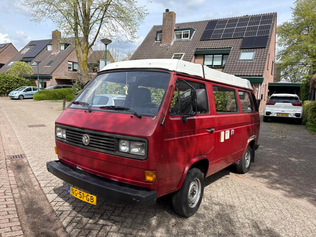 Volkswagen T3 1982 Luchtgekoeld, Auto's, Volkswagen, Particulier, Transporter, Benzine, Handgeschakeld, Origineel Nederlands, Rood