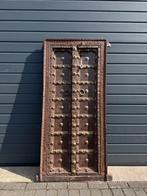 Antieke teakhouten deur met rijk houtsnijwerk, Ophalen of Verzenden, Gebruikt