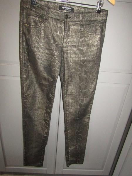 G464 Nickjean mt 38 jeans zwart goud, Kleding | Dames, Broeken en Pantalons, Maat 38/40 (M), Verzenden, Zwart, Zo goed als nieuw