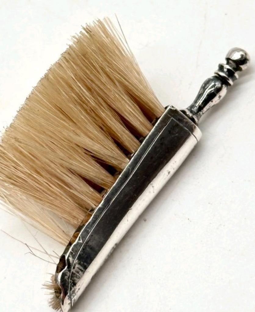 Zeldzaam Zilver Antiek Miniatuur Stoffer Amsterdam 18e Eeuw, Ophalen of Verzenden