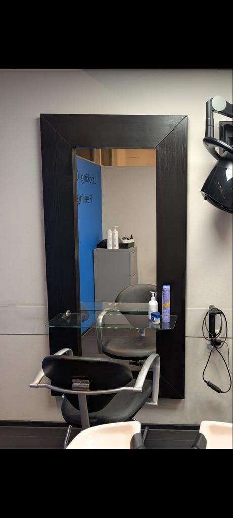 Kappers spiegel met planchet compleet, Ophalen, Minder dan 50 cm, Zo goed als nieuw, Minder dan 100 cm