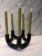 THE& KLEVERING CHURROS ZWARTE KERAMISCHE DESIGN KANDELAAR, Ophalen of Verzenden, Zo goed als nieuw, Metaal, Minder dan 25 cm