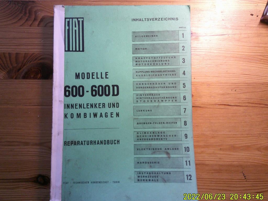werkplaatsboek FIAT 600/600D, Ophalen of Verzenden