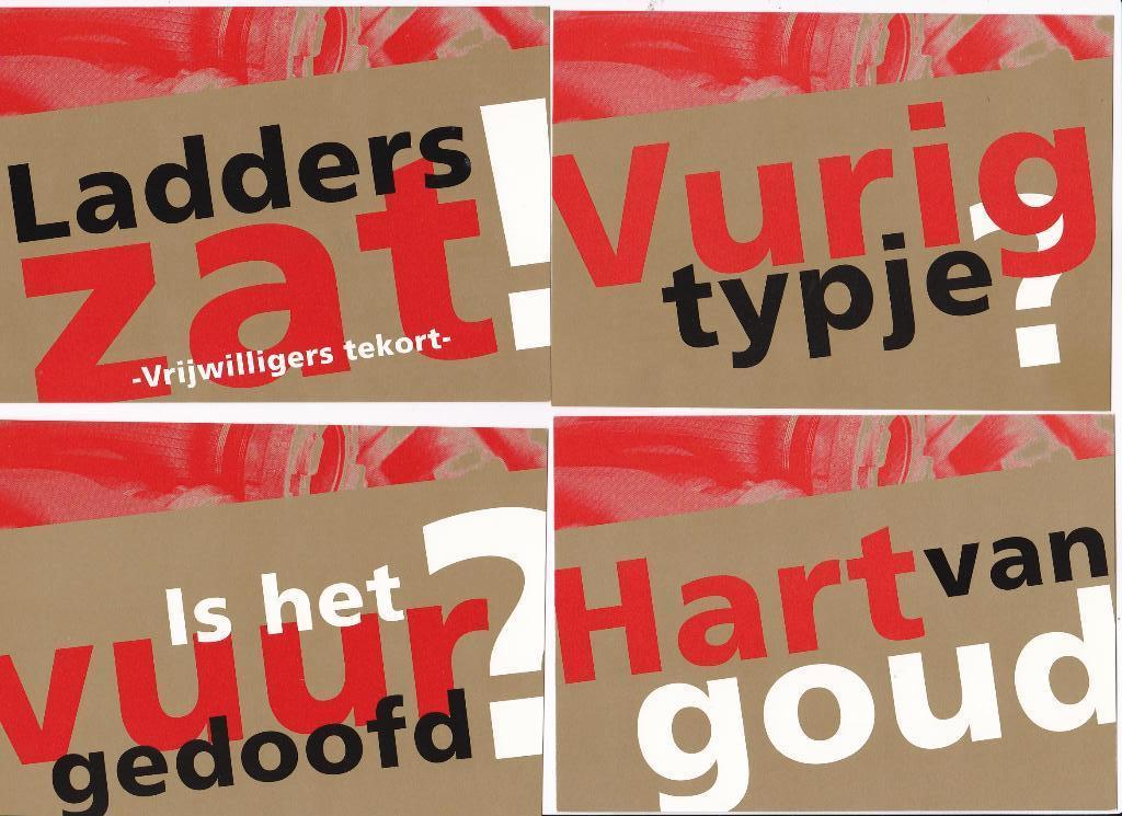 set van 8 stuks Brandweer wervingskaarten. voor € 4,00, Verzenden, 1980 tot heden, Ongelopen, Ambachten of Beroep