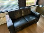 Comfortabele zwarte leren bank, Ophalen, Gebruikt, 150 tot 200 cm, Tweepersoons