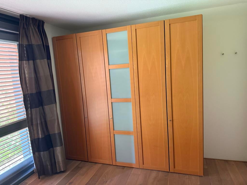 Ruime kledingkast met hang-, leggedeelte en ladeblok, Ophalen, Gebruikt, 200 cm of meer, Met lade(s)