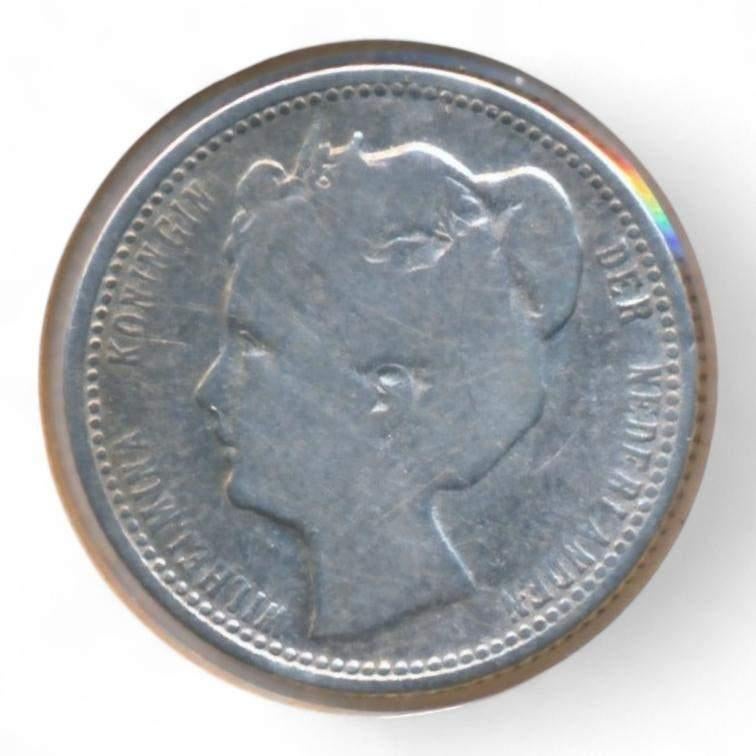 Nederland 25 Cent 1906 Wilhelmina met diadeem, Zilver, 25 cent, Ophalen of Verzenden, Koningin Wilhelmina