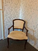 Antieke fauteuil met crèmekleurige bekleding, Huis en Inrichting, Stoelen, Ophalen, Gebruikt, Overige kleuren, Eén