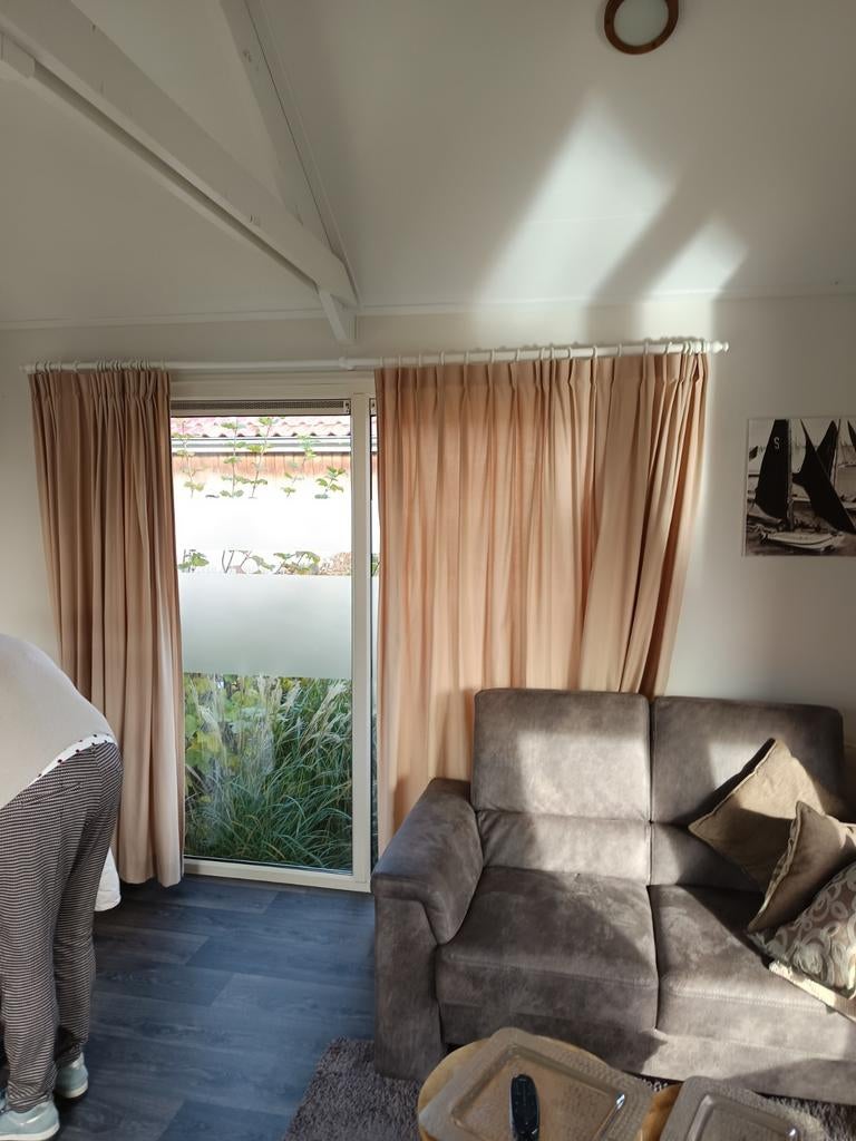 Set van 12 gordijnen - Crème/Beige, Huis en Inrichting, Crème, 100 tot 150 cm, 200 cm of meer, Ophalen of Verzenden