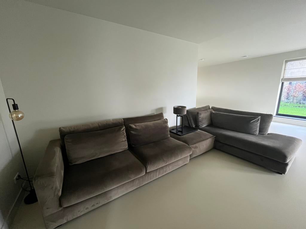 Mooie hoekbank taupe, Huis en Inrichting, Banken | Bankstellen, Ophalen, Overige maten, Minder dan 75 cm, Luxe