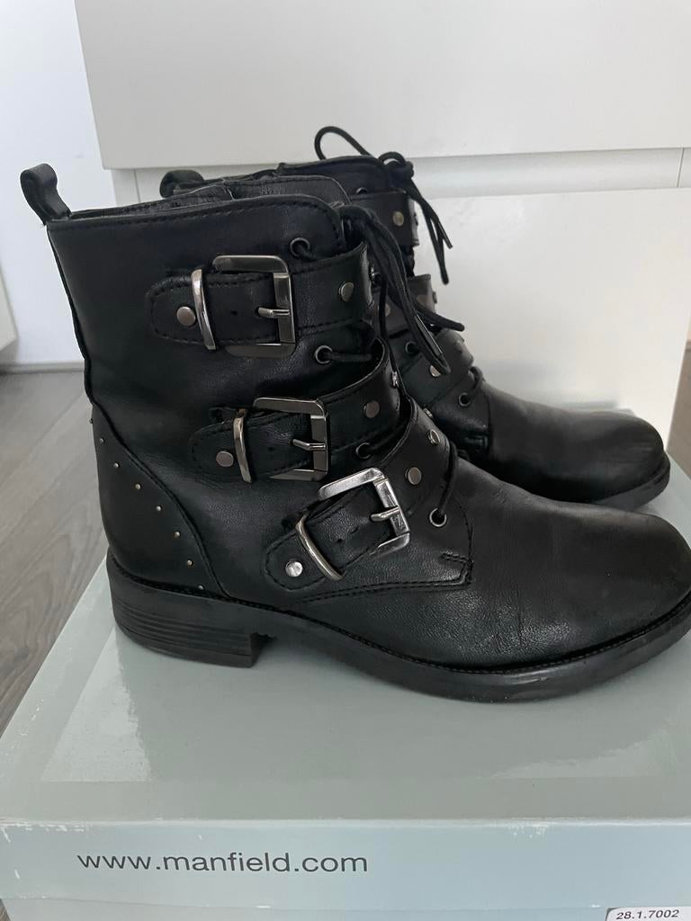 Leren laarsjes boots zwart, Zwart, Lage of Enkellaarzen, Ophalen of Verzenden, Zo goed als nieuw
