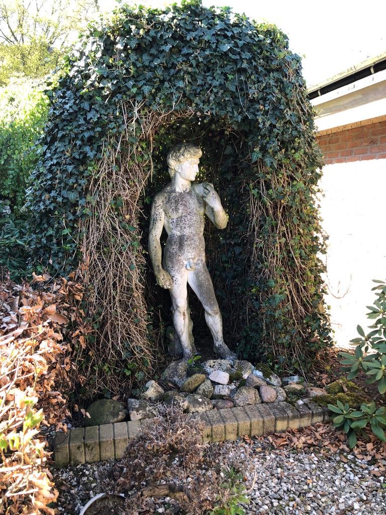 Antiek stenen beeld 170 cm van David - Tuindecoratie 175 cm, Ophalen, Gebruikt, Beton, Mensenbeeld