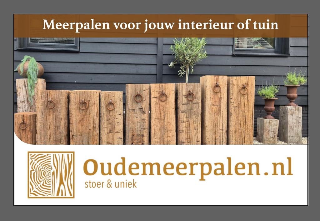 Grote voorraad Meerpalen voor tuin en terras., Tuin en Terras, Ophalen, Gebruikt