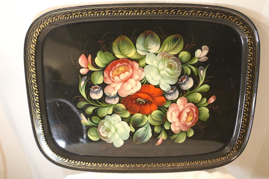 Zhostovo dienblad, Ophalen, Zo goed als nieuw, Rechthoekig, Metaal