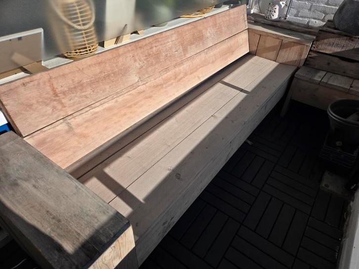 Steigerhouten tuinbank met kussens, Tuin en Terras, Tuinbanken, Gebruikt, Hout, Ophalen