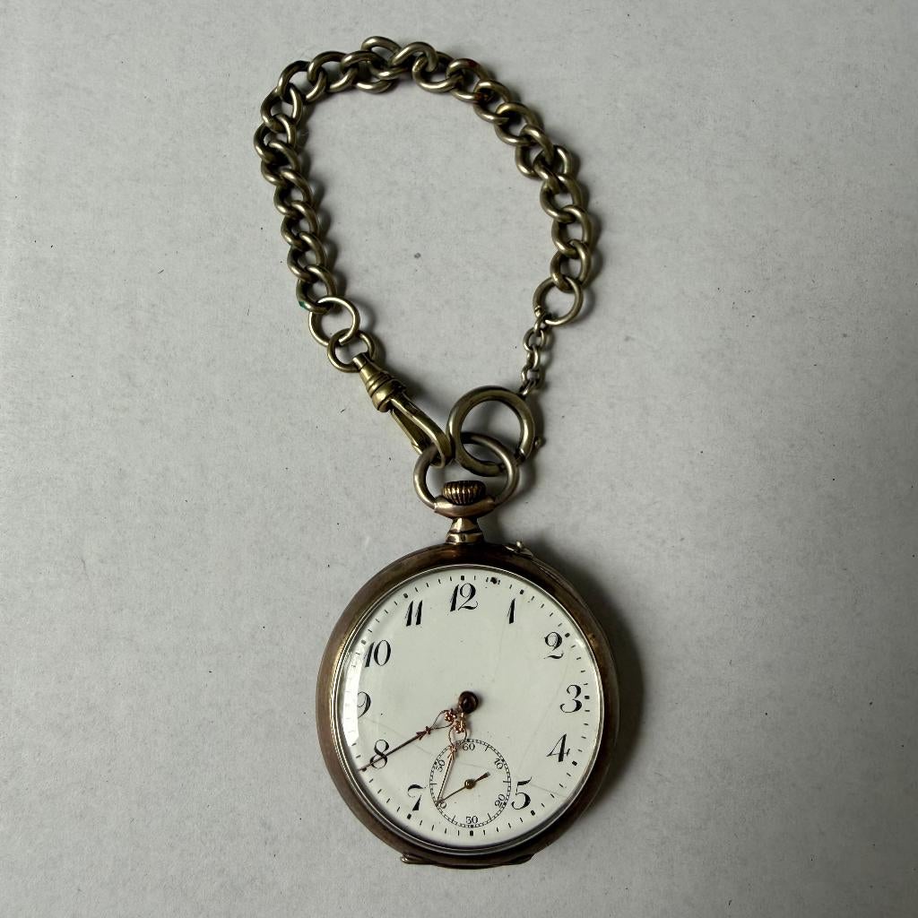 Remontoir Cylindre zakhorloge, Overige merken, Zakhorloge, Ophalen of Verzenden, Met ketting