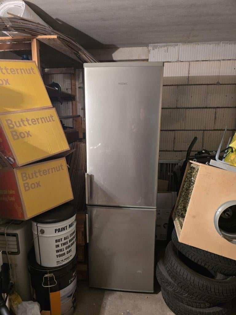 Rvs koel vries combi, Witgoed en Apparatuur, Ophalen, 200 liter of meer, Met aparte vriezer, 160 cm of meer