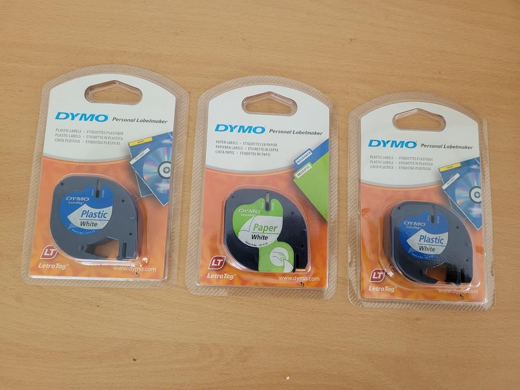 Dymo LetraTag Labels - Plastic Wit & Papier Wit (3 stuks), Computers en Software, Labelprinters, Info@newellbrands.com, Dymo, 20303, 6655 Peachtree Dunwoody Rd NE, Atlanta, GA 30328, USA