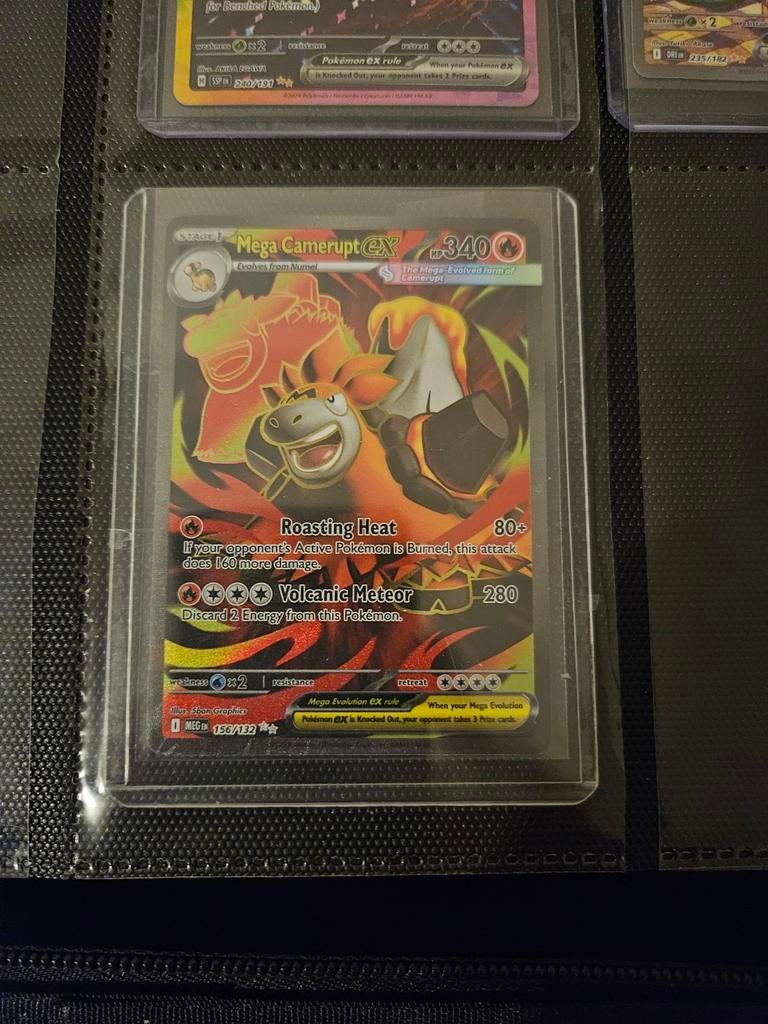Pokemon Mega Camerupt ex 156/132 Mega Evolution, Ophalen of Verzenden, Zo goed als nieuw, Losse kaart, Foil