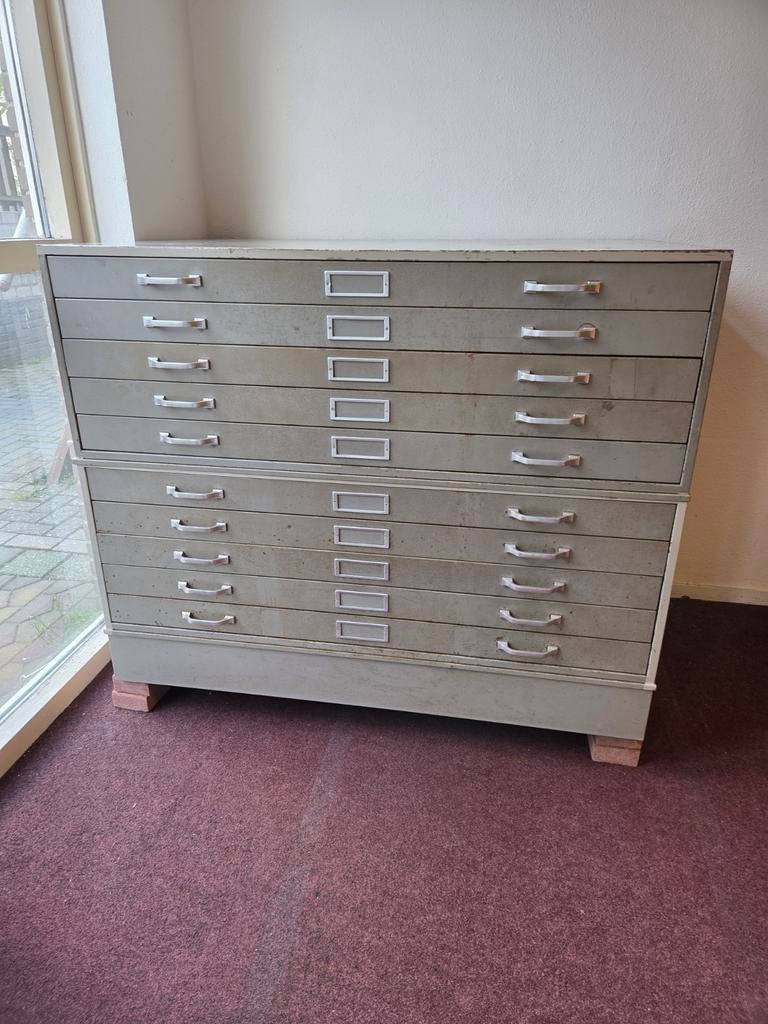 Metalen A0 Tekeningenkast: 2 X 5 Laden op bijpassende plint, Ophalen, Gebruikt, Overige typen