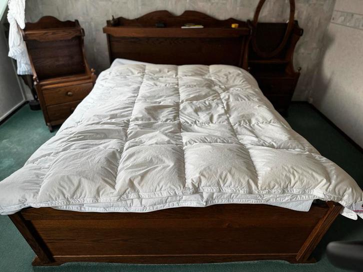 Compleet 2-persoonsbed met nachtkastjes, Huis en Inrichting, Slaapkamer | Bedden, Gebruikt, Tweepersoons, 140 cm, 200 cm, Hout