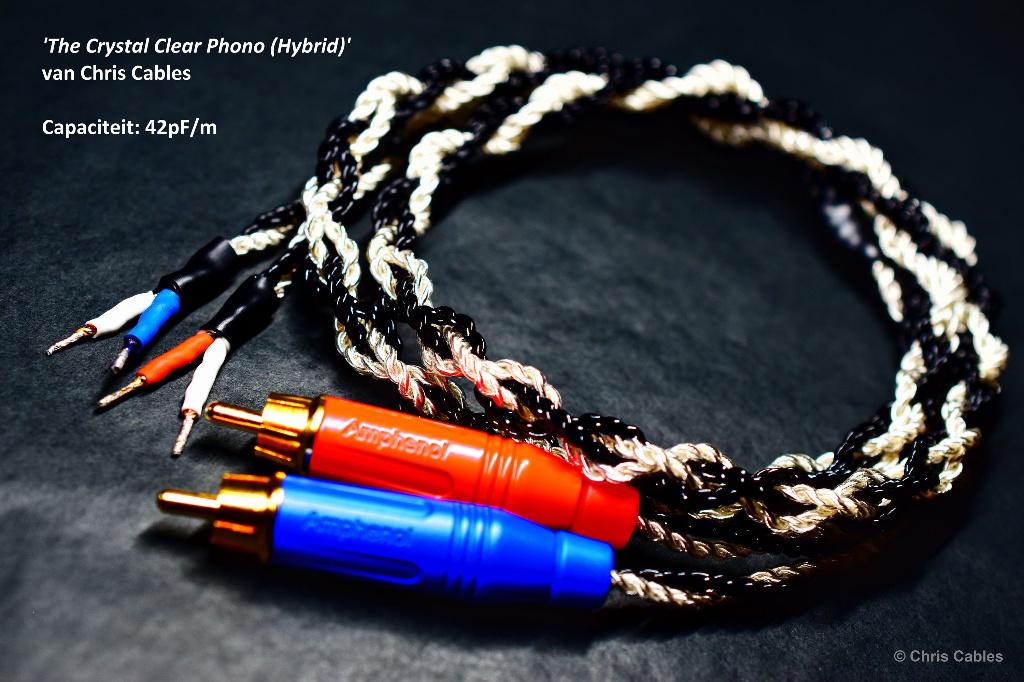 'The Crystal Clear Phono' 36pF/m phonokabel van Chris Cables, Audio, Tv en Foto, Audiokabels en Televisiekabels, Verzenden, Nieuw