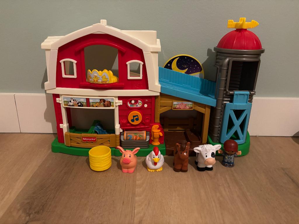 Fisher-Price Little People dierenverzorgingsboerderij, Ophalen, Zo goed als nieuw, Speelset, Met geluid