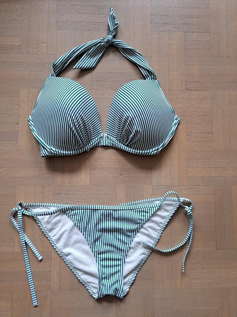 NIEUW !! Bikini groen wit gestreept mt L DECATHLON, Nieuw, Ophalen of Verzenden, Groen, Bikini