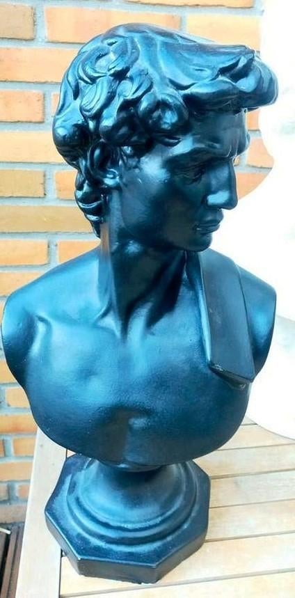 Buste van David – Mat Zwart – 53 cm, Tuin en Terras, Tuinbeelden, Ophalen of Verzenden