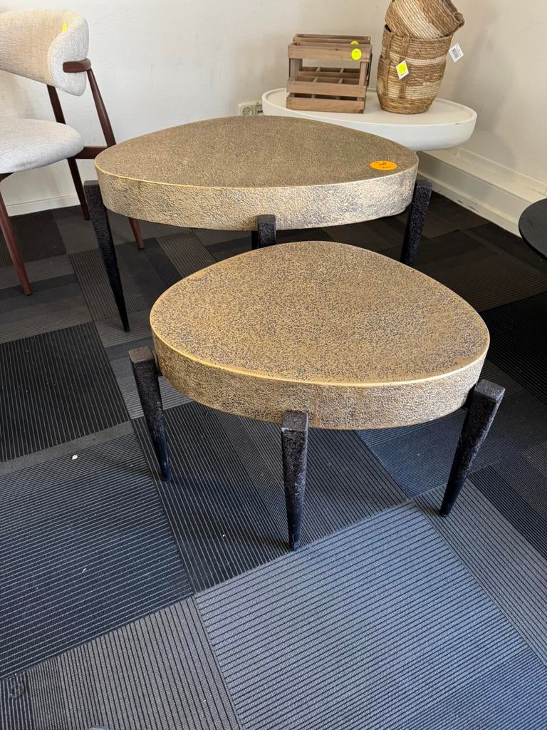 Richmond interieurs salontafel set van 2  90x70x53/70x58x43, Huis en Inrichting, Tafels | Salontafels, Ophalen, Overige materialen